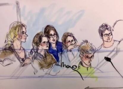 Algunos de los acusados, durante su comparecencia en un juzgado de Los Ángeles el martes.