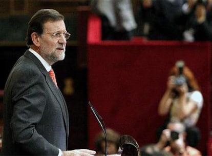 El líder de la oposición, Mariano Rajoy, durante su intervención en el debate sobre los presupuestos