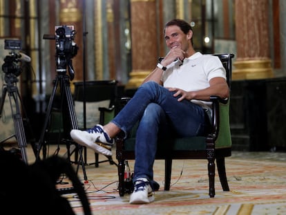 Nadal, durante la serie de entrevistas el lunes en su hotel de París.