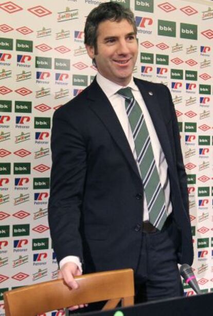 Josu Urrutia, en la rueda de prensa.