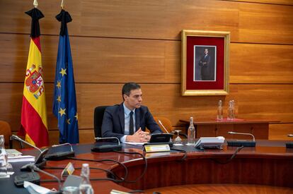 Spanish PM Pedro Sánchez at the Cabinet meeting on Friday.