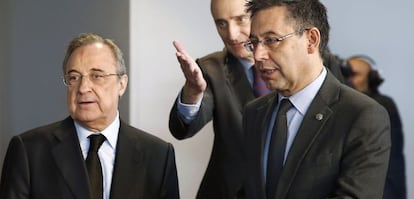 Florentino Pérez, presidente del Real Madrid, y Josep María Bartomeu, presidente del Barcelona.