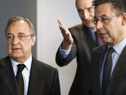 Florentino Pérez, presidente del Real Madrid, y Josep María Bartomeu, presidente del Barcelona.