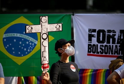 Manifestante em protesto com Bolsonaro em São Paulo, no último dia 3.