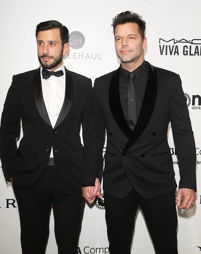 Ricky Martin y su novio Jwan Yosef. El cantante suele ser una de las personalidades que suelen acudir a esta noche dedicada a recaudar fondos para la lucha contra el sida.