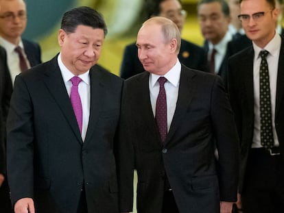 El presidente de China, Xi Jinping, y su homólogo ruso, Vladímir Putin en Moscú el 5 de junio de 2019.