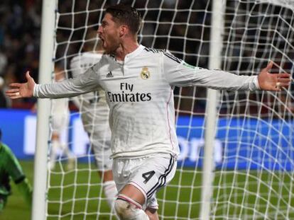 Sergio Ramos celebra el seu gol.