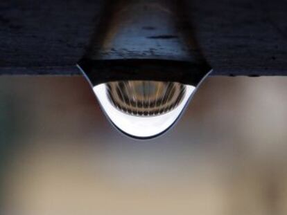 Una gota de agua de lluvia.