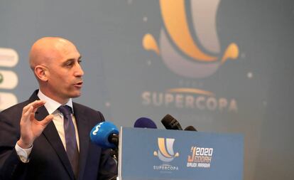 Luis Rubiales, en la presentación de la Supercopa en Arabia Saudí.