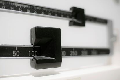 A closeup of a beam scale is seen in New York