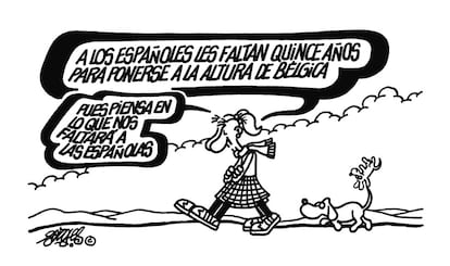 La colección de nuevas viñetas de Forges se dividen en el libro entre las anteriores al año 2000 y las posteriores a esa fecha.