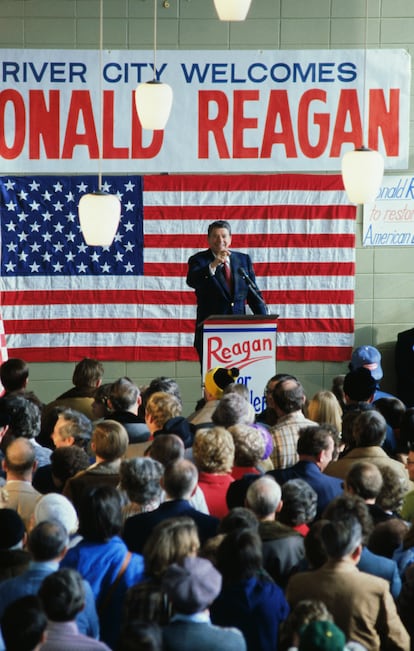 Ronald Reagan, en los caucus de Iowa de 1980.
