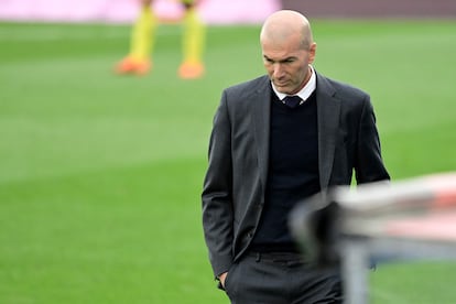 Zinedine Zidane, durante su último partido como técnico del Real Madrid