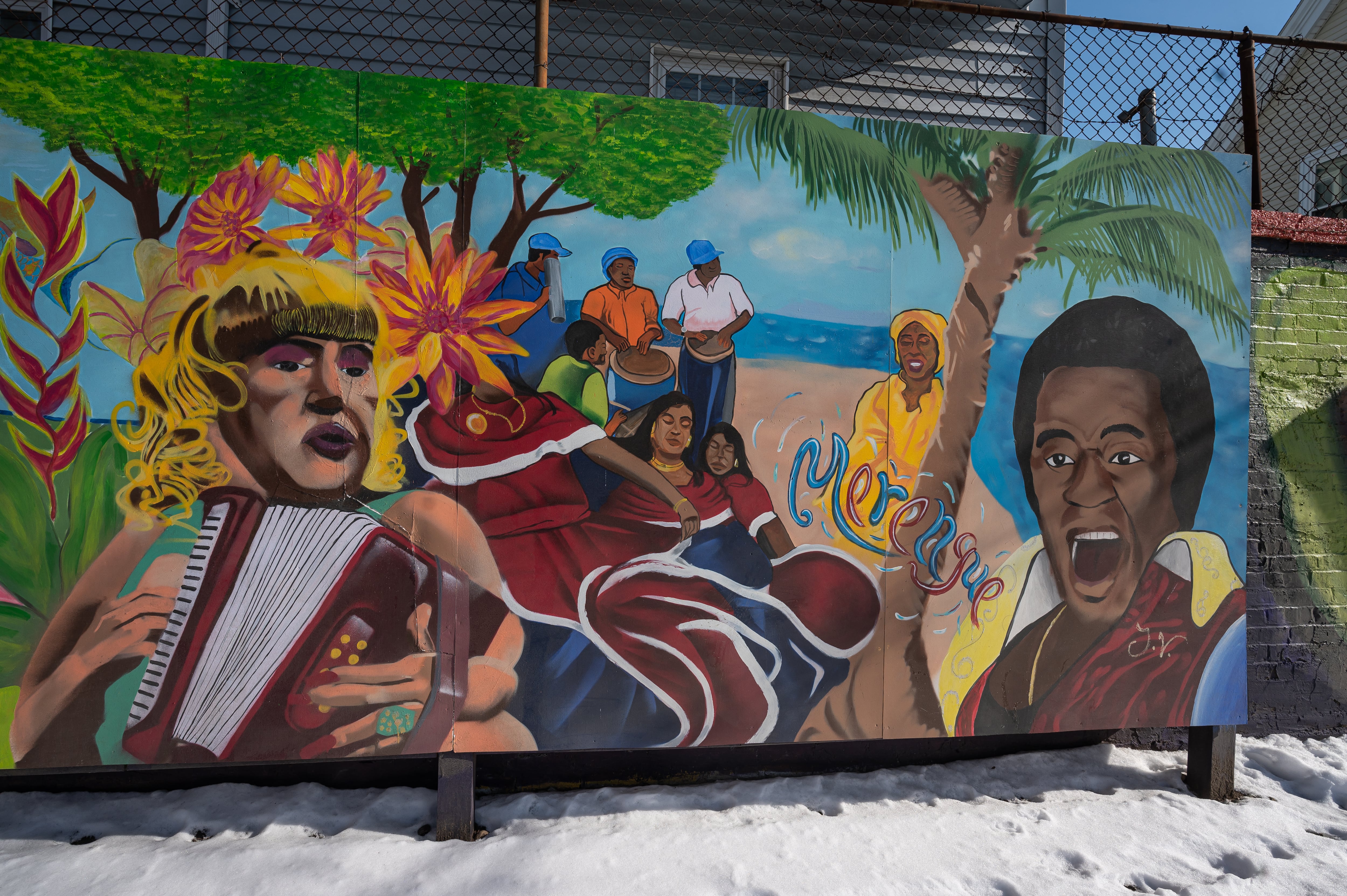 Mural en el barrio latino de Jamaica Plain, en Boston.