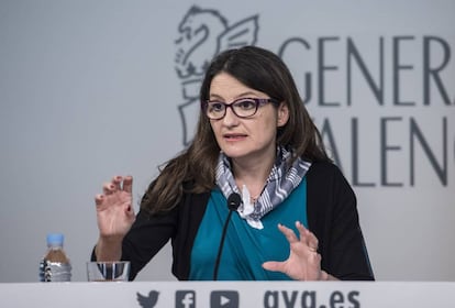 La vicepresidenta y portavoz del Consell Mónica Oltra en uno de los plenos del Consell.