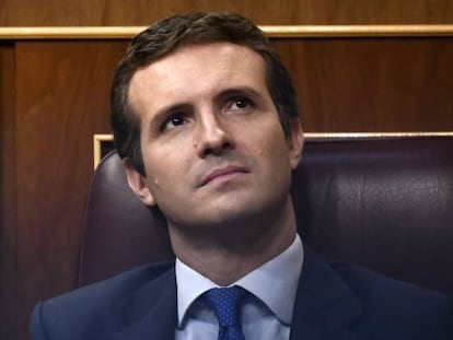 El líder del PP, Pablo Casado, en el Congreso de los Diputados.