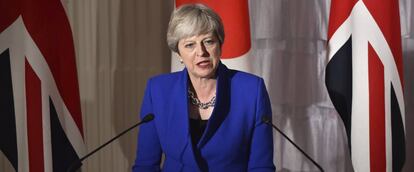 La primera ministra británica, Theresa May, en su reciente visita a Japón.