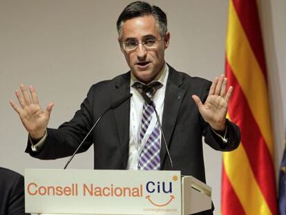 El eurodiputado Ramon Tremosa pronunciando un discurso en un consejo nacional de CDC el pasado mes de abril.