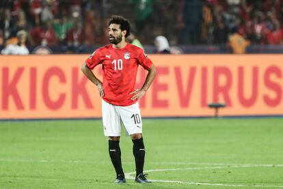 Mohamed Salah, durante un partido con su selección.
