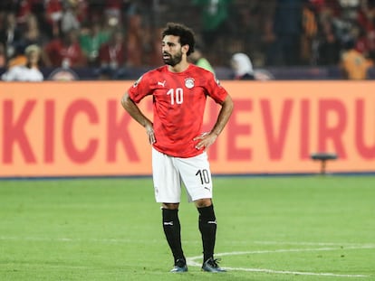 Mohamed Salah, durante un partido con su selección.