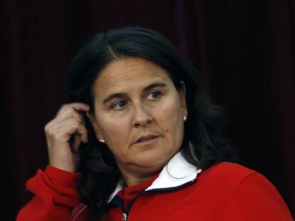 Conchita Mart&iacute;nez, durante una eliminatoria con Espa&ntilde;a.