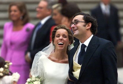 Ana Aznar Botella and Alejandro Agag on their wedding day at El Escorial.