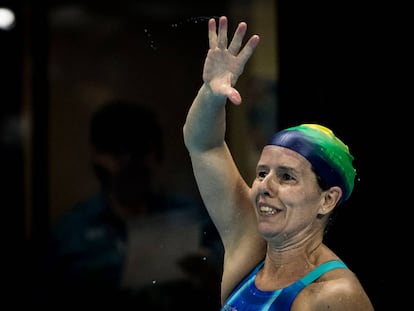 A nadadora Susana Schnarndorf, medalha de prata na Rio 2016, que busca mais uma medalha em Tóquio.