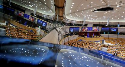 El hemiciclo del Parlamento Europeo antes de un pleno celebrado este lunes, en Bruselas.