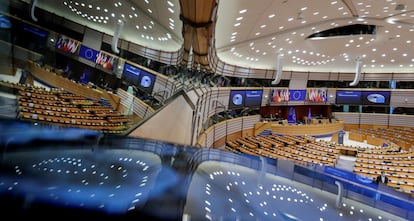 El hemiciclo del Parlamento Europeo antes de un pleno celebrado este lunes, en Bruselas.