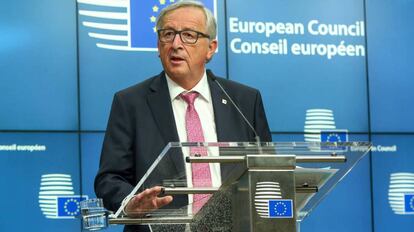  Jean Claude Juncker, presidente de la Comisi&oacute;n Europea, en una conferencia de prensa.
