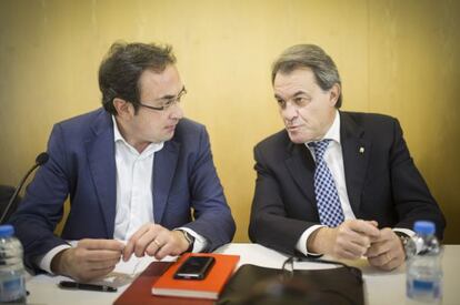 Josep Rull i Artur Mas, durant l'executiva de Convergència.