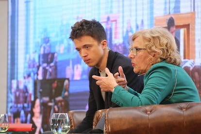 Manuela Carmena e Íñigo Errejón, en un acto de Más Madrid en Villaverde en febrero de 2019.