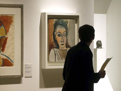 'Estudi de cap per a nu amb tovallola' i 'Bust d'home per 'Les Senyorets d'Avinyó', de Pablo Picasso, les dues del 1907.