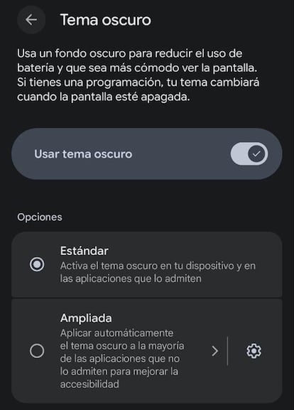Tema oscuro en Android 17