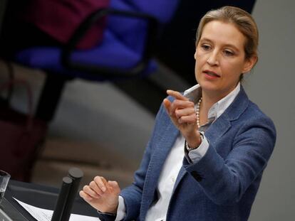 Alice Weidel en el Bundestag, en Berlin, el 22 de febrero.