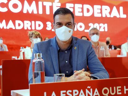 Pedro Sánchez, en el comité federal del PSOE, este sábado.