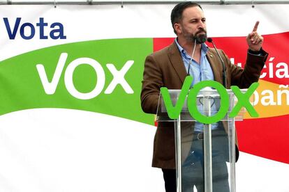 El presidente de VOX, Santiago Abascal, participa en un acto electoral para las próximas elecciones andaluzas en Málaga.