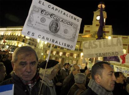 Manifestación de trabajadores de la sanidad pública madrileña contra la privatización del sector.