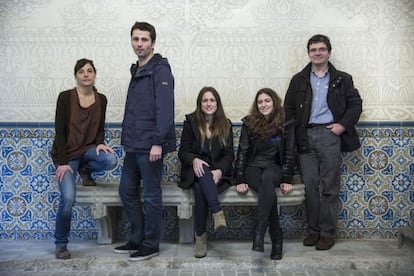 De der. a izq: Mireia Barbas (Espigoladors), Alfons Costas, Marina Saurí, Miriam Piñol (Allergychef) y Xavier Casas (La Trobada).