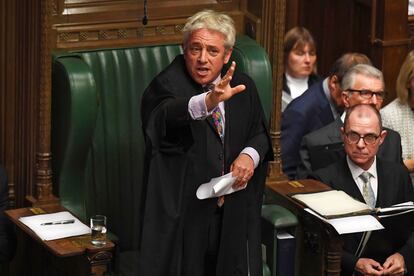 John Bercow dirige uno de los debates sobre el Brexit en la Cámara de los Comunes, en octubre de 2019.