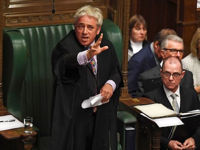 John Bercow dirige uno de los debates sobre el Brexit en la Cámara de los Comunes,  en octubre de 2019.