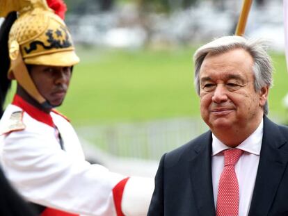 Antonio Guterres é recebido no Palácio do Planalto.