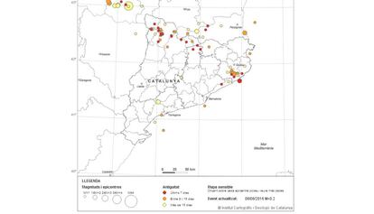 Mapa dels terratrèmols de l'últim mes.