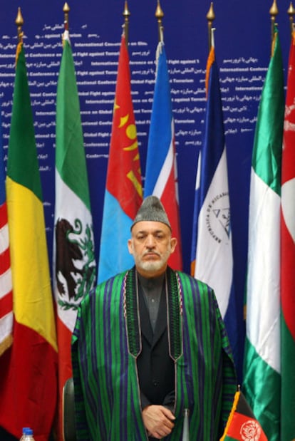 El presidente afgano, Hamid Karzai, ayer en Teherán.