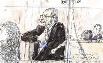 Retrato de Josu Ternera durante la vista en el tribunal de Apelaciones en París el 19 de junio