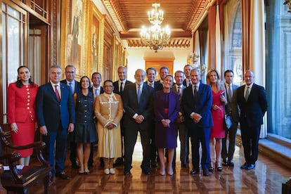 Claudia Sheinbaum durante una reunión con empresarios, el 3 de julio en Ciudad de México.