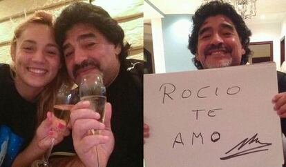 Maradona y Roc&iacute;o Oliva, en unas fotos que colgaron en Twitter.