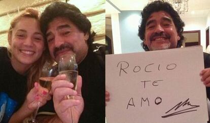 Maradona y Rocío Oliva, en unas fotos que colgaron en Twitter.