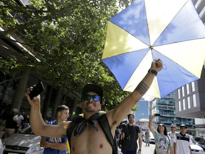 Un aficionado de Boca  en Buenos Aires.