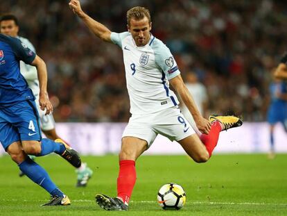 Harry Kane de Inglaterra en el partido contra Eslovaquia.